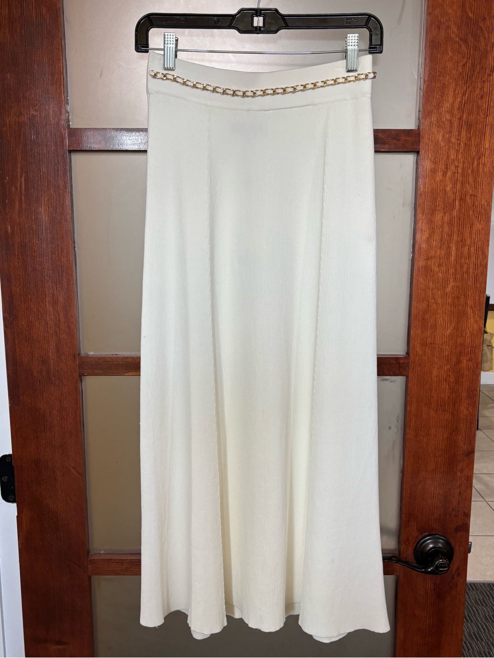 Generation Love White Maxi Skirt with Gold Chain Waist